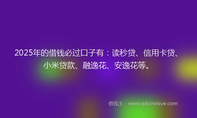 2025年的借钱必过口子有：读秒贷、信用卡贷、小米贷款、融逸花、安逸花等。