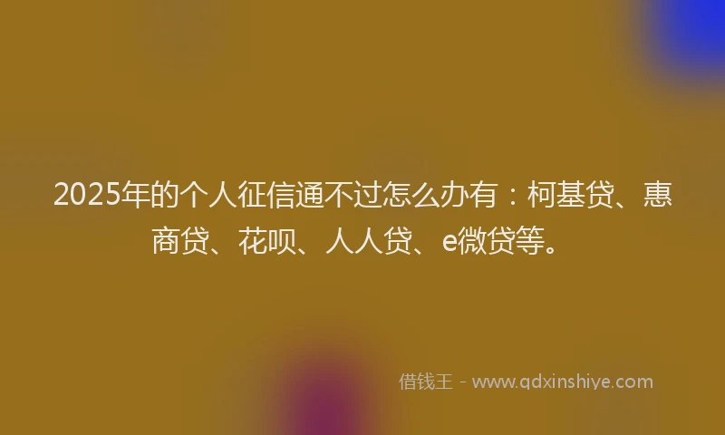 2025年的个人征信通不过怎么办有：柯基贷、惠商贷、花呗、人人贷、e微贷等。