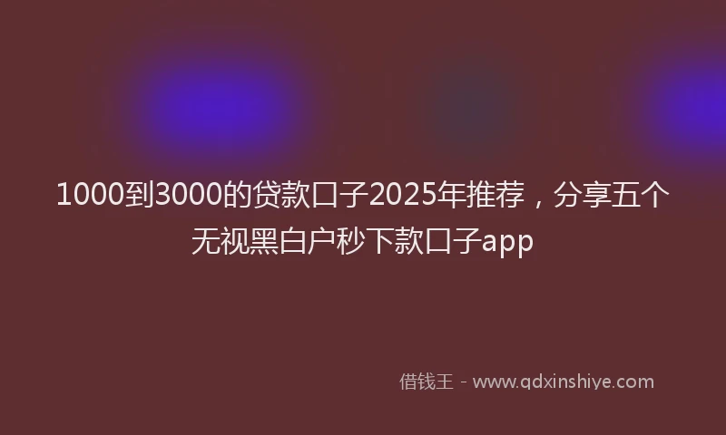 1000到3000的贷款口子2025年推荐，分享五个无视黑白户秒下款口子app
