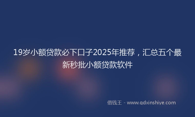 19岁小额贷款必下口子2025年推荐，汇总五个最新秒批小额贷款软件