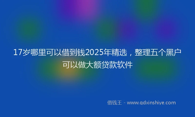 17岁哪里可以借到钱2025年精选，整理五个黑户可以做大额贷款软件
