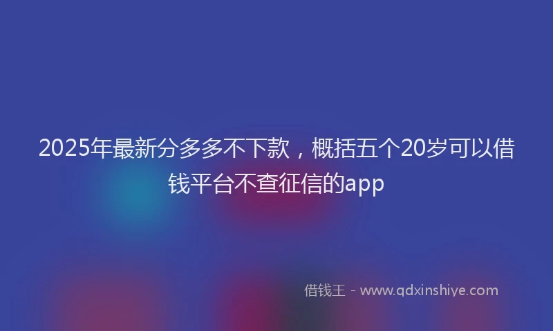 2025年最新分多多不下款，概括五个20岁可以借钱平台不查征信的app