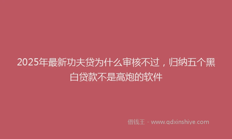 2025年最新功夫贷为什么审核不过，归纳五个黑白贷款不是高炮的软件