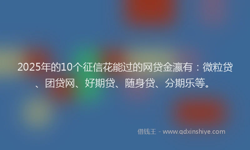2025年的10个征信花能过的网贷金瀛有：微粒贷、团贷网、好期贷、随身贷、分期乐等。