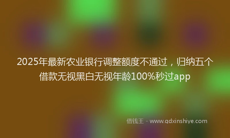 2025年最新农业银行调整额度不通过，归纳五个借款无视黑白无视年龄100%秒过app