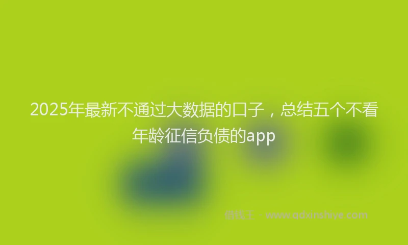 2025年最新不通过大数据的口子，总结五个不看年龄征信负债的app