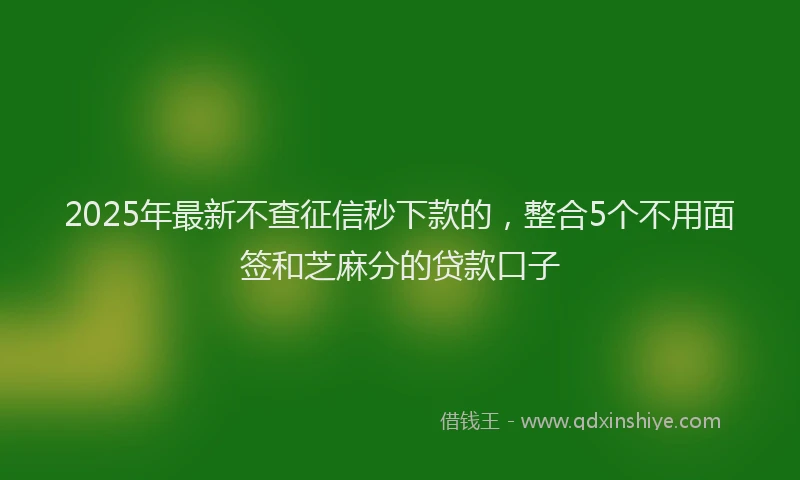2025年最新不查征信秒下款的，整合5个不用面签和芝麻分的贷款口子