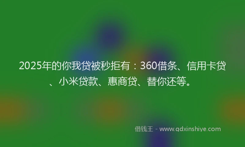 2025年的你我贷被秒拒有：360借条、信用卡贷、小米贷款、惠商贷、替你还等。