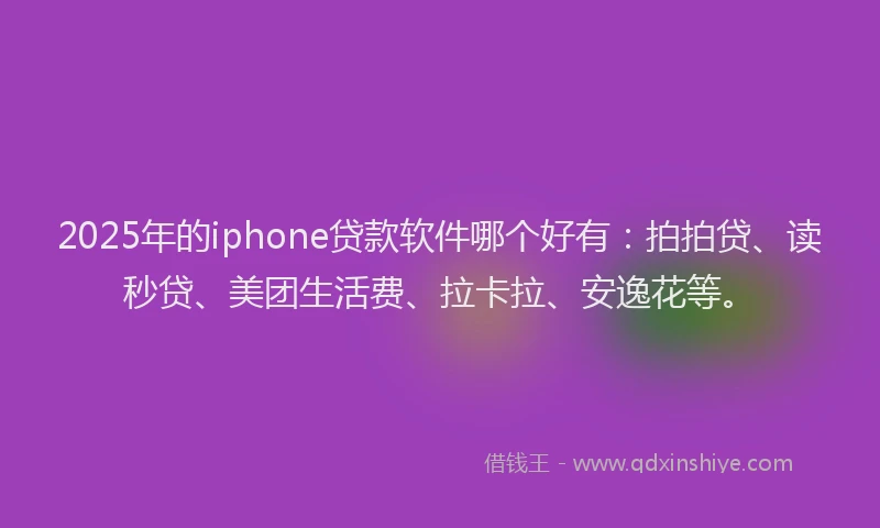 2025年的iphone贷款软件哪个好有：拍拍贷、读秒贷、美团生活费、拉卡拉、安逸花等。