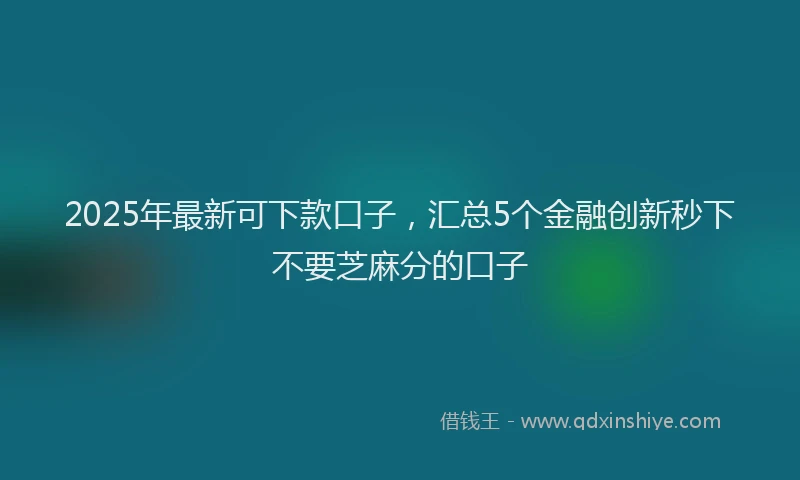 2025年最新可下款口子，汇总5个金融创新秒下不要芝麻分的口子
