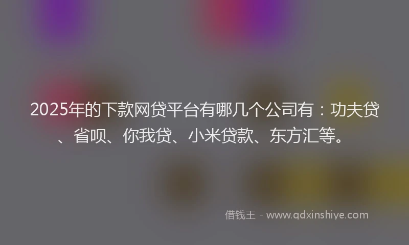 2025年的下款网贷平台有哪几个公司有：功夫贷、省呗、你我贷、小米贷款、东方汇等。