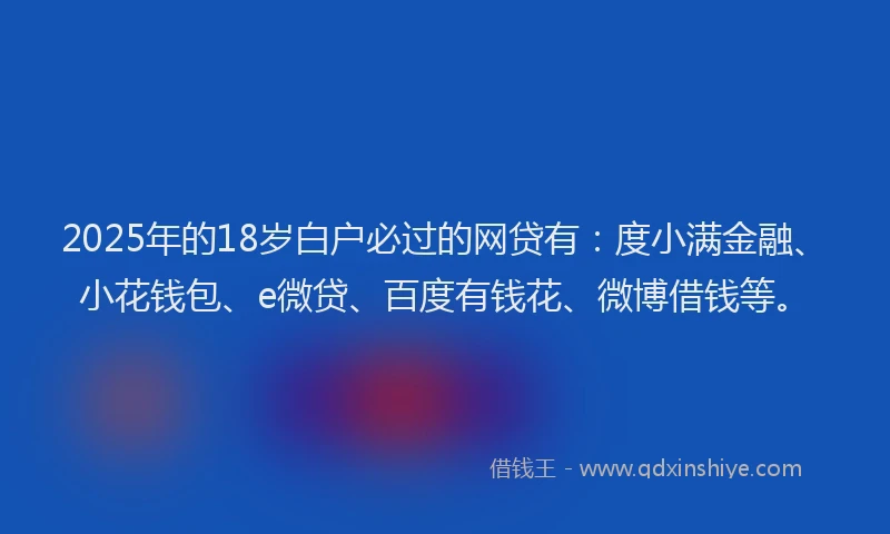 2025年的18岁白户必过的网贷有：度小满金融、小花钱包、e微贷、百度有钱花、微博借钱等。