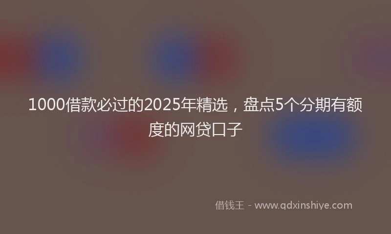 1000借款必过的2025年精选，盘点5个分期有额度的网贷口子
