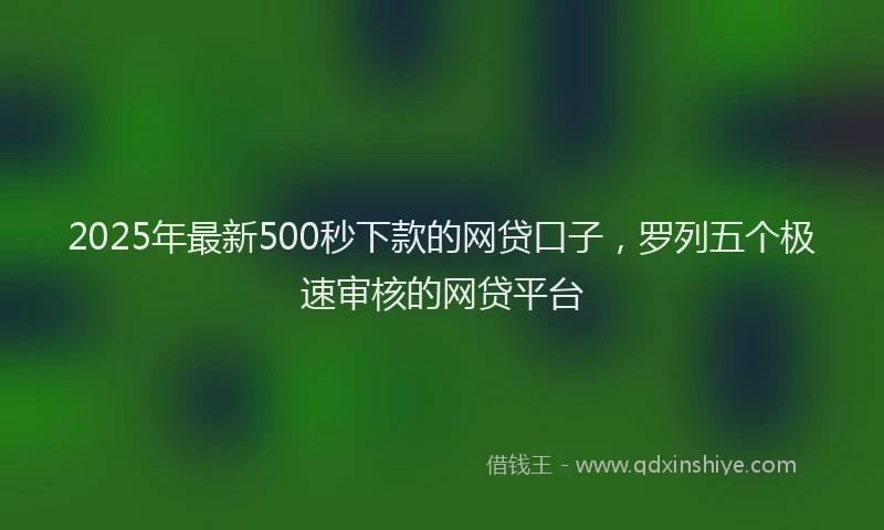 2025年最新500秒下款的网贷口子，罗列五个极速审核的网贷平台