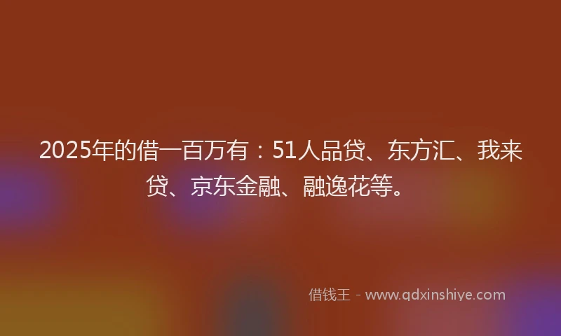 2025年的借一百万有：51人品贷、东方汇、我来贷、京东金融、融逸花等。