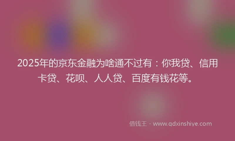 2025年的京东金融为啥通不过有：你我贷、信用卡贷、花呗、人人贷、百度有钱花等。