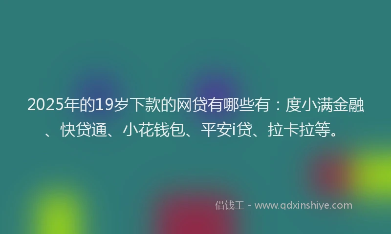 2025年的19岁下款的网贷有哪些有：度小满金融、快贷通、小花钱包、平安i贷、拉卡拉等。
