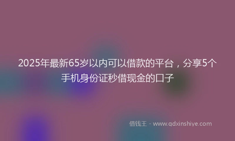 2025年最新65岁以内可以借款的平台，分享5个手机身份证秒借现金的口子