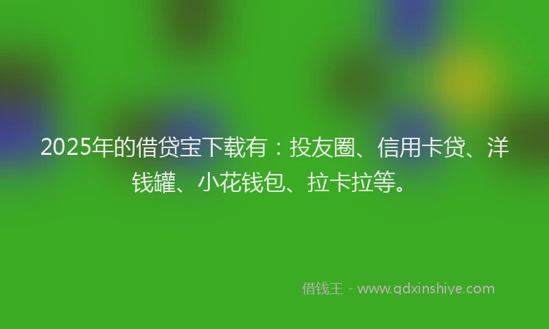 2025年的借贷宝下载有：投友圈、信用卡贷、洋钱罐、小花钱包、拉卡拉等。