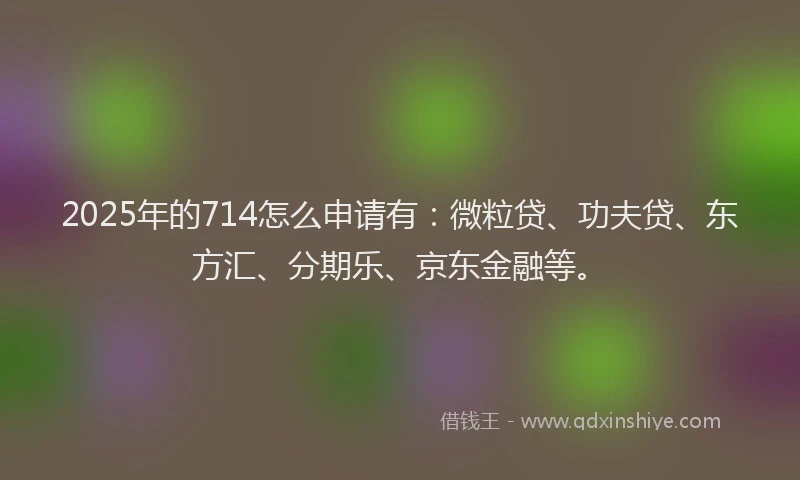 2025年的714怎么申请有：微粒贷、功夫贷、东方汇、分期乐、京东金融等。