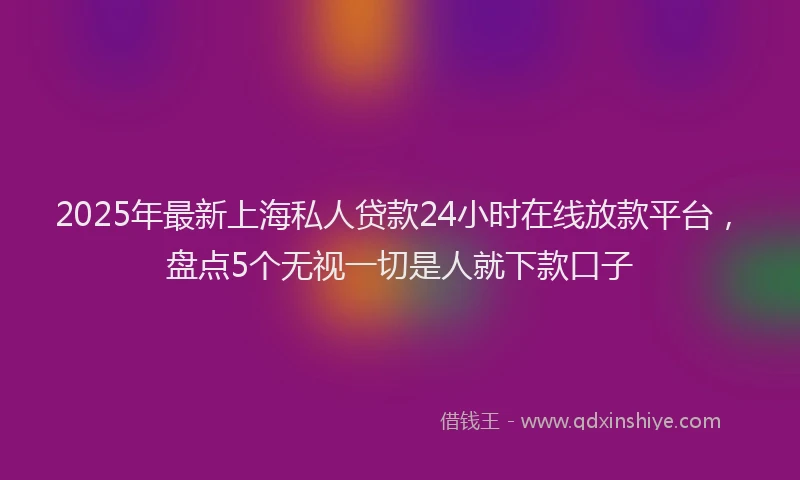 2025年最新上海私人贷款24小时在线放款平台，盘点5个无视一切是人就下款口子