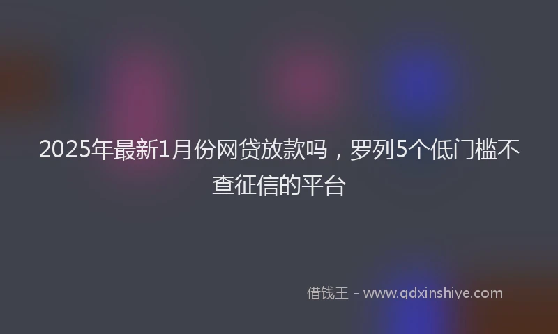 2025年最新1月份网贷放款吗，罗列5个低门槛不查征信的平台