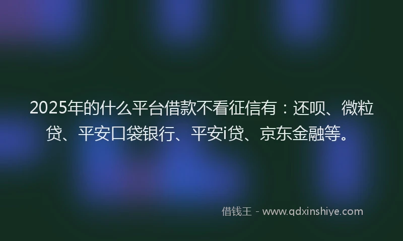 2025年的什么平台借款不看征信有：还呗、微粒贷、平安口袋银行、平安i贷、京东金融等。