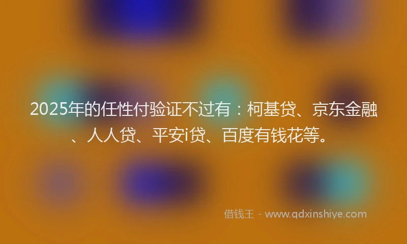 2025年的任性付验证不过有：柯基贷、京东金融、人人贷、平安i贷、百度有钱花等。