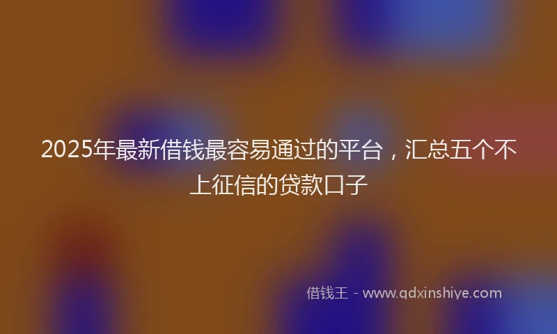 2025年最新借钱最容易通过的平台，汇总五个不上征信的贷款口子