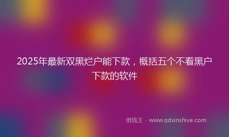 2025年最新双黑烂户能下款，概括五个不看黑户下款的软件