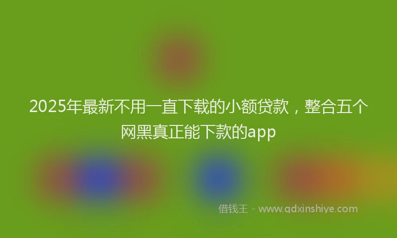 2025年最新不用一直下载的小额贷款，整合五个网黑真正能下款的app