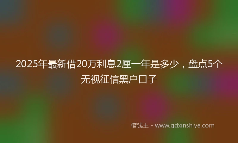 2025年最新借20万利息2厘一年是多少，盘点5个无视征信黑户口子