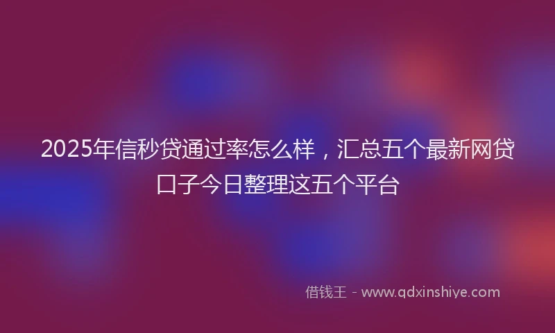 2025年信秒贷通过率怎么样，汇总五个最新网贷口子今日整理这五个平台