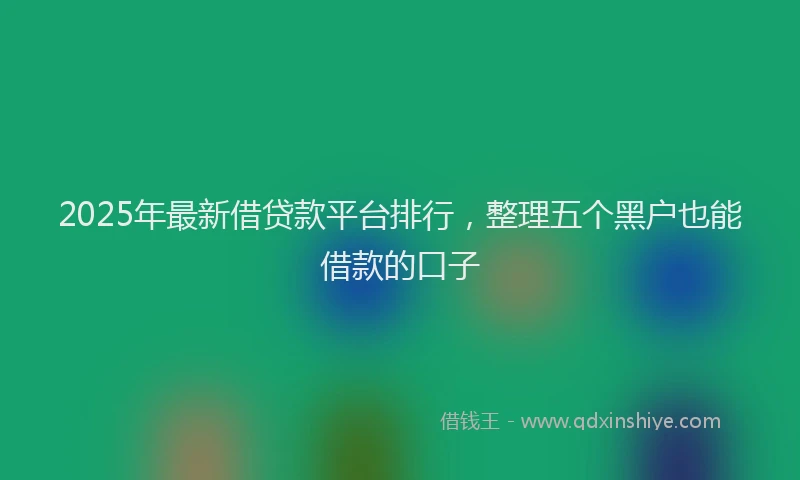 2025年最新借贷款平台排行，整理五个黑户也能借款的口子