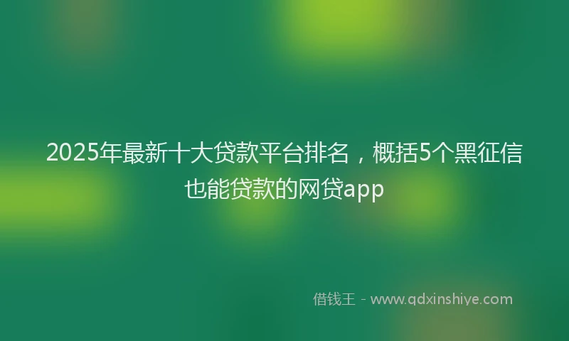2025年最新十大贷款平台排名，概括5个黑征信也能贷款的网贷app