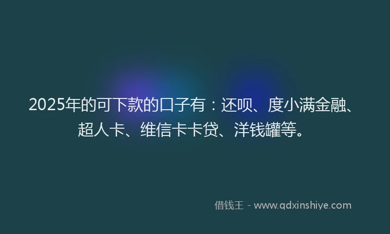 2025年的可下款的口子有：还呗、度小满金融、超人卡、维信卡卡贷、洋钱罐等。