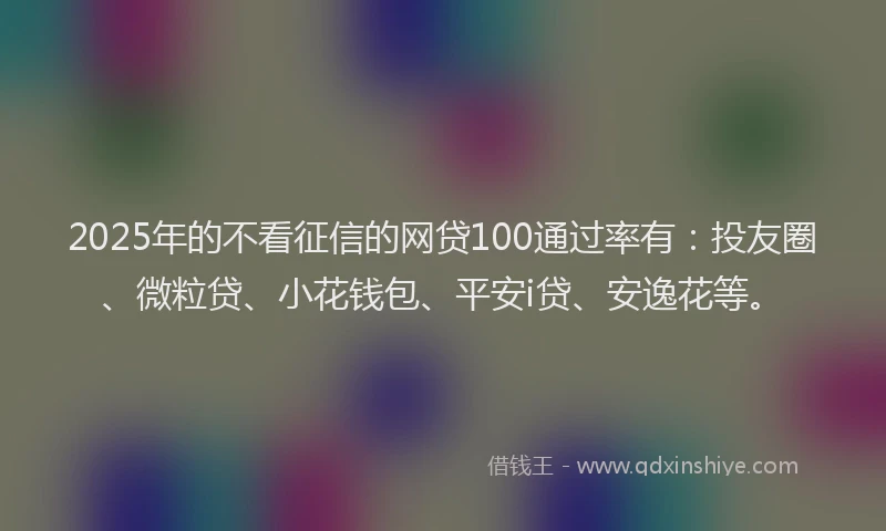 2025年的不看征信的网贷100通过率有：投友圈、微粒贷、小花钱包、平安i贷、安逸花等。
