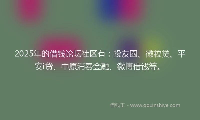 2025年的借钱论坛社区有：投友圈、微粒贷、平安i贷、中原消费金融、微博借钱等。