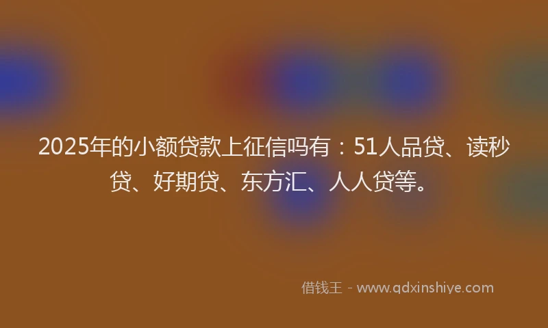 2025年的小额贷款上征信吗有：51人品贷、读秒贷、好期贷、东方汇、人人贷等。