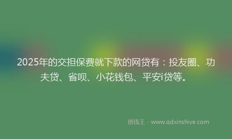 2025年的交担保费就下款的网贷有：投友圈、功夫贷、省呗、小花钱包、平安i贷等。