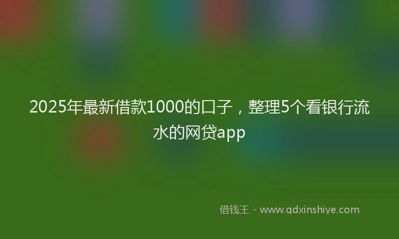 2025年最新借款1000的口子，整理5个看银行流水的网贷app