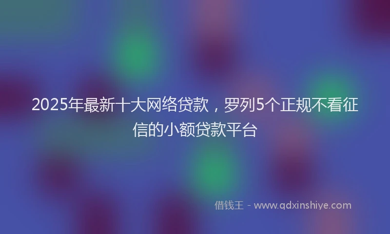 2025年最新十大网络贷款，罗列5个正规不看征信的小额贷款平台