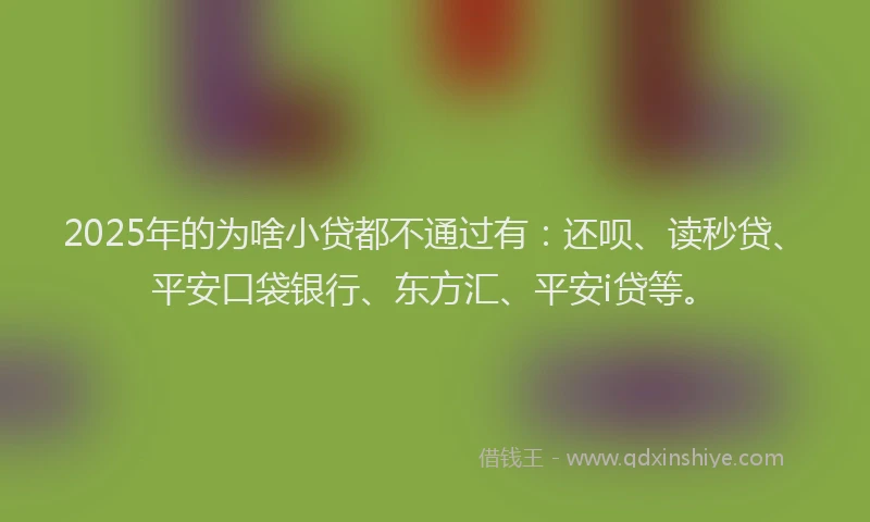 2025年的为啥小贷都不通过有：还呗、读秒贷、平安口袋银行、东方汇、平安i贷等。