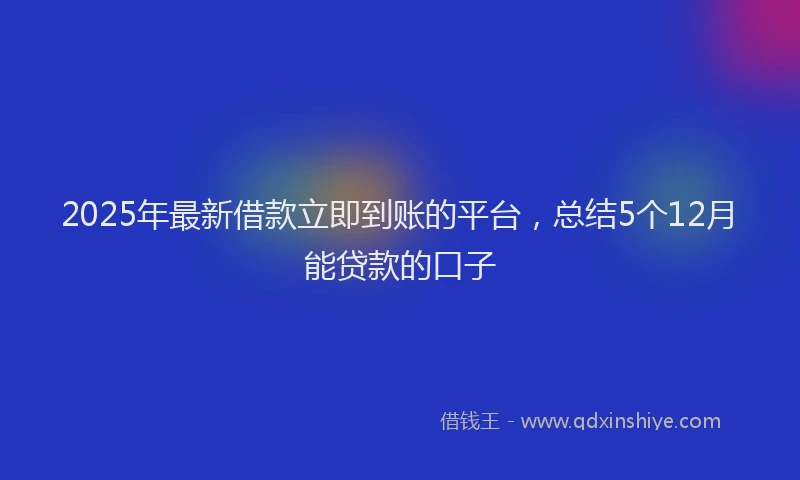 2025年最新借款立即到账的平台，总结5个12月能贷款的口子