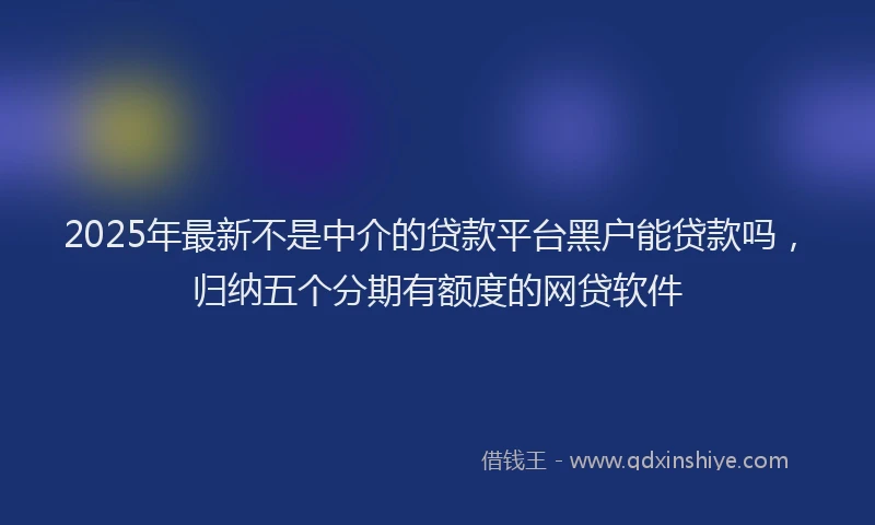 2025年最新不是中介的贷款平台黑户能贷款吗，归纳五个分期有额度的网贷软件