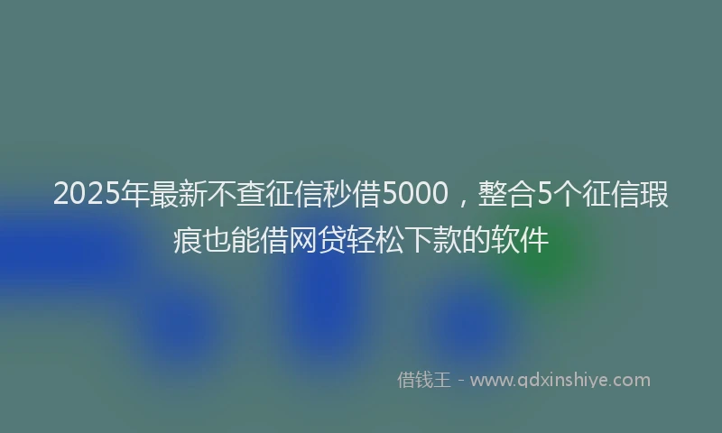 2025年最新不查征信秒借5000，整合5个征信瑕疵也能借网贷轻松下款的软件
