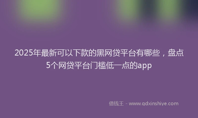 2025年最新可以下款的黑网贷平台有哪些，盘点5个网贷平台门槛低一点的app