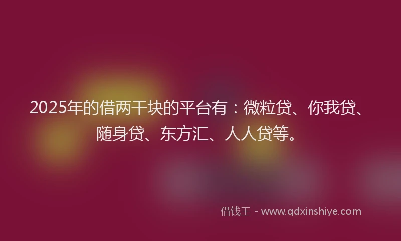 2025年的借两干块的平台有：微粒贷、你我贷、随身贷、东方汇、人人贷等。