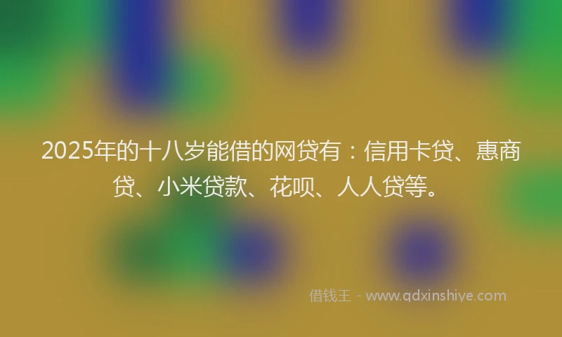 2025年的十八岁能借的网贷有：信用卡贷、惠商贷、小米贷款、花呗、人人贷等。