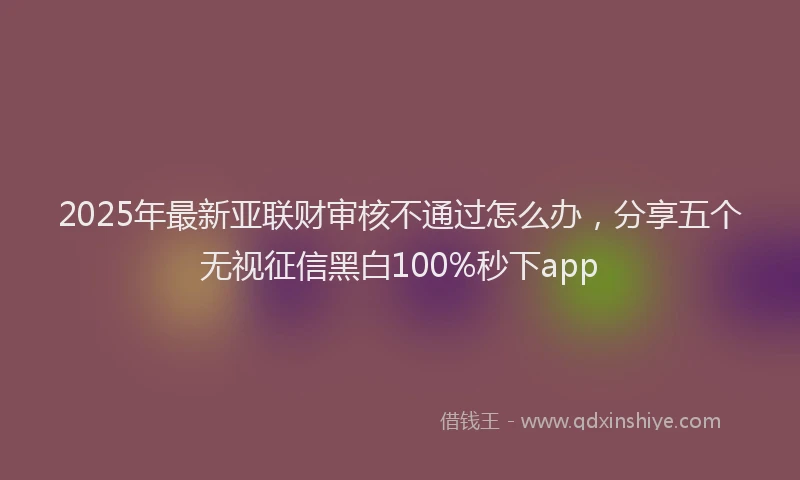 2025年最新亚联财审核不通过怎么办，分享五个无视征信黑白100%秒下app